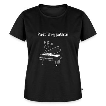 Klavier Shirt - Frauen Premium Bio T-Shirt - Schwarz - Vorne - Selfina (174cm)