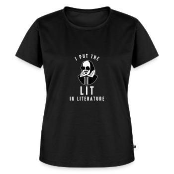 Ich setzte das Lit in Literatur - Frauen Premium Bio T-Shirt - Schwarz - Vorne - Selfina (174cm)