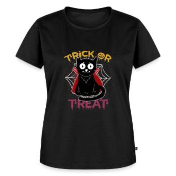 Chat Vampire Trick ou Treat Pumpkin Halloween Kid - T-shirt Premium bio Femme - noir - Devant - Selfina (174cm)