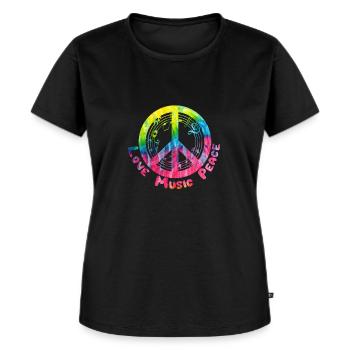 Musique Hippie Musique cadeau paix paix Amour - T-shirt Premium bio Femme - noir - Devant - Selfina (174cm)