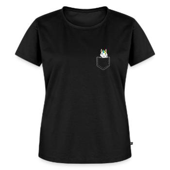 Einhorn zeigt Mittelfinger - Frauen Premium Bio T-Shirt - Schwarz - Vorne - Selfina (174cm)