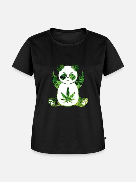 Panda stoned Weed - Frauen Premium Bio T-Shirt - Schwarz