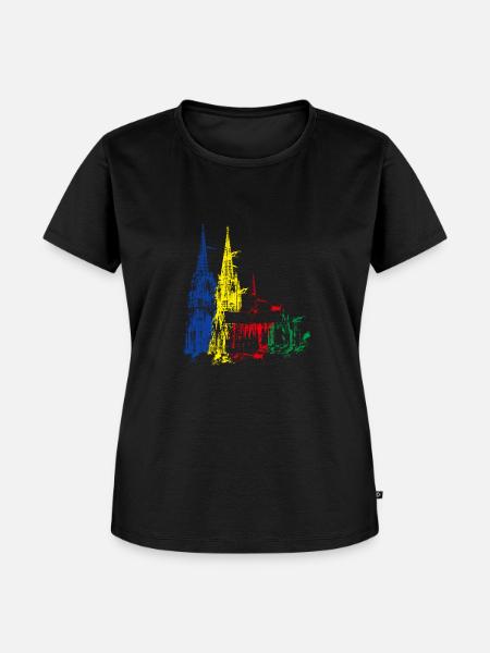 Kölner Dom, Farbexplosion - Frauen Premium Bio T-Shirt - Schwarz