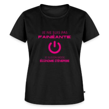 Fainéante en mode économie d'énergie - T-shirt Premium bio Femme - noir - Devant - Selfina (174cm)