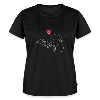 Kaninchen Human Love Design für Kaninchenliebhaber - Frauen Premium Bio T-Shirt - Schwarz - Vorne - Selfina (174cm)