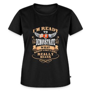 Pool Spruch Queue - Frauen Premium Bio T-Shirt - Schwarz - Vorne - Selfina (174cm)