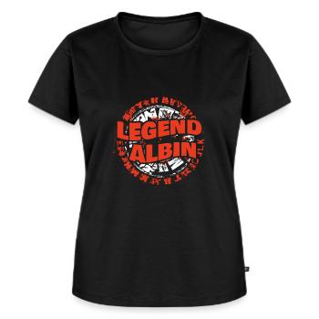 Man Albin - Women's Premium Organic T-shirt - black - Front - Selfina (174cm)