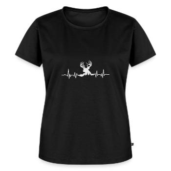 Hirsch Jagd Herzschlag Jäger - Frauen Premium Bio T-Shirt - Schwarz - Vorne - Selfina (174cm)