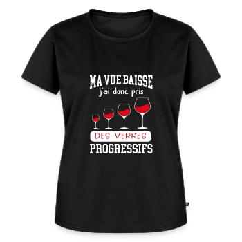 Cadeau drôle vue qui baisse - T-shirt Premium bio Femme - noir - Devant - Selfina (174cm)