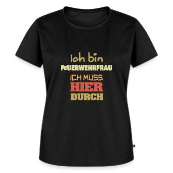 Feuerwehrfrau - Frauen Premium Bio T-Shirt - Schwarz - Vorne - Selfina (174cm)