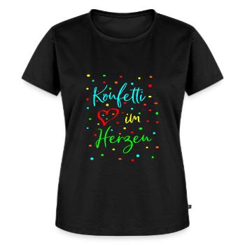 Karneval Fasching Konfetti im Herzen - Frauen Premium Bio T-Shirt - Schwarz - Vorne - Selfina (174cm)