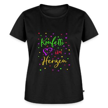 Karneval Fasching Konfetti im Herzen - Frauen Premium Bio T-Shirt - Schwarz - Vorne - Selfina (174cm)