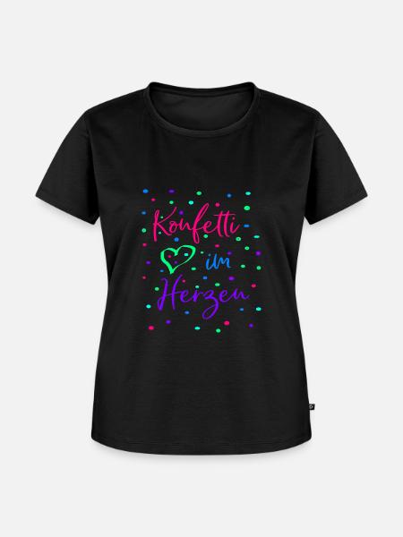 Karneval Fasching Konfetti im Herzen - Frauen Premium Bio T-Shirt - Schwarz