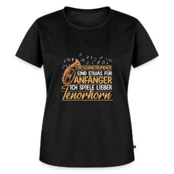 Tenorhorn Musiker Blechblasinstrument - Frauen Premium Bio T-Shirt - Schwarz - Vorne - Selfina (174cm)