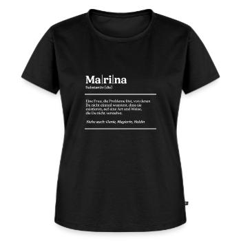 Marina Name Definition Design für stolze Marinas - Frauen Premium Bio T-Shirt - Schwarz - Vorne - Selfina (174cm)