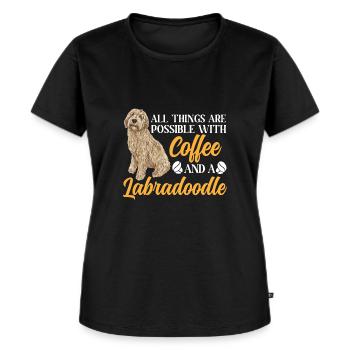 Labradoodle Hund - Frauen Premium Bio T-Shirt - Schwarz - Vorne - Selfina (174cm)