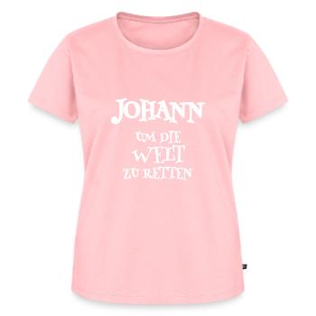 Retter Johann - Frauen Premium Bio T-Shirt - Rosa - Vorne - AI Model Female 172 dark (172cm)