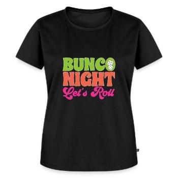 Jeu de dés Bunco - T-shirt Premium bio Femme - noir - Devant - Selfina (174cm)