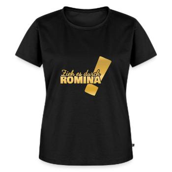 Aufgeben für Romina Vorname Durchhalten - Frauen Premium Bio T-Shirt - Schwarz - Vorne - Selfina (174cm)