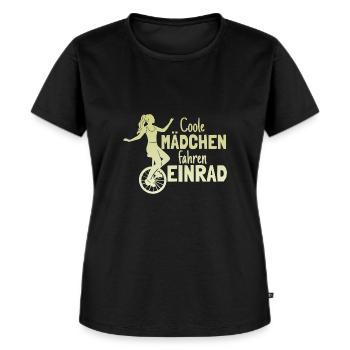 Einradfahrerin Coole Mädchen Fahren Einrad - Frauen Premium Bio T-Shirt - Schwarz - Vorne - Selfina (174cm)