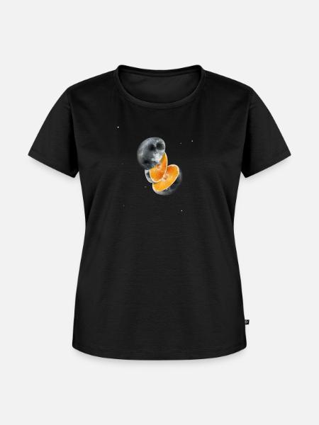 Universe Orange Moon - Frauen Premium Bio T-Shirt - Schwarz