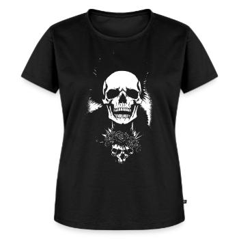 Horror-Fan-Schädel mit Mohawk Crazy Punkrocker Wortspiel - Frauen Premium Bio T-Shirt - Schwarz - Vorne - Selfina (174cm)