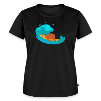 Lazy Sloth Surfing On Big Wave - T-shirt Premium bio Femme - noir - Devant - Selfina (174cm)