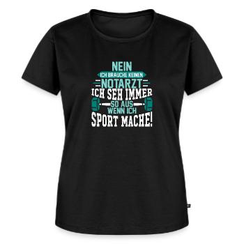 Ich seh immer so aus wenn ich Sport mache! Fitness - Frauen Premium Bio T-Shirt - Schwarz - Vorne - Selfina (174cm)
