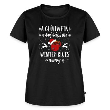 Weihnachten lustiger Glühwein spruch - Frauen Premium Bio T-Shirt - Schwarz - Vorne - Selfina (174cm)