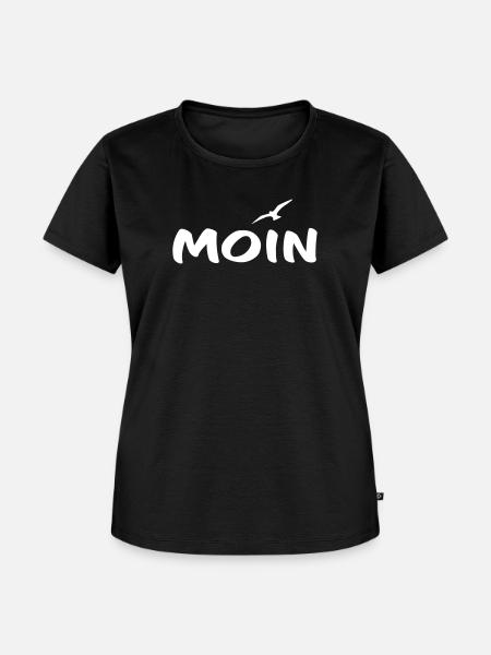 Moin mit Möwe weiß - Frauen Premium Bio T-Shirt - Schwarz