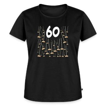 60 ans,60 Balais Anniversaire Humour - T-shirt Premium bio Femme - noir - Devant - Selfina (174cm)