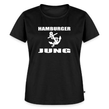 Hamburg - Frauen Premium Bio T-Shirt - Schwarz - Vorne - Selfina (174cm)