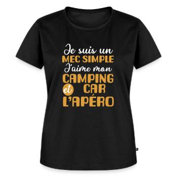 Cadeau camping car apéro papa papy anniversaire - T-shirt Premium bio Femme - noir - Devant - Selfina (174cm)