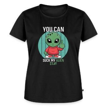 Lustiges unhöfliches Alien flippt aus - Frauen Premium Bio T-Shirt - Schwarz - Vorne - Selfina (174cm)