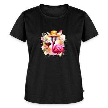 Cooler Flamingo Sonnenbrille Hut Party Alkohol - Frauen Premium Bio T-Shirt - Schwarz - Vorne - Selfina (174cm)