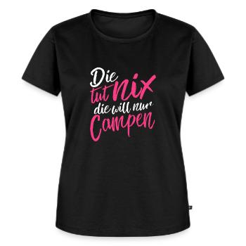 Campen - Frauen Premium Bio T-Shirt - Schwarz - Vorne - Selfina (174cm)