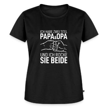 Papa & Opa - Frauen Premium Bio T-Shirt - Schwarz - Vorne - Selfina (174cm)