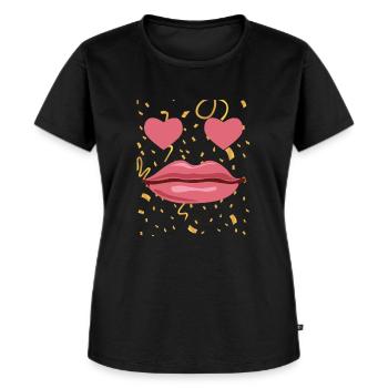 My Costume Kissing Mouth Hearts - Women's Premium Organic T-shirt - black - Front - Selfina (174cm)