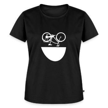 Vélo Sourire Visage Drôle Amusant Amusant - T-shirt Premium bio Femme - noir - Devant - Selfina (174cm)