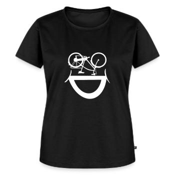 Vélo Sourire Visage Drôle Amusant Amusant - T-shirt Premium bio Femme - noir - Devant - Selfina (174cm)