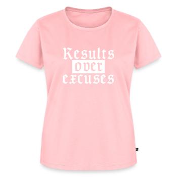 Results over excuses | funny sayings - Women's Premium Organic T-shirt - rose - Front - AI Model Female 172 dark (172cm)