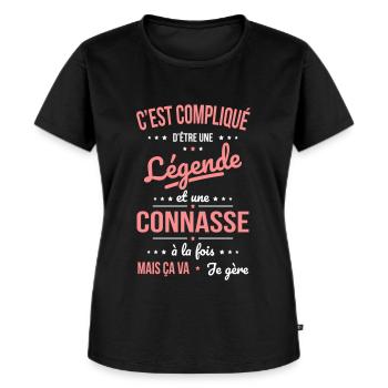 Compliqué d'être une légende et une connasse - T-shirt Premium bio Femme - noir - Devant - Selfina (174cm)