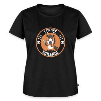 Ich wähle Gewalt Lustiges niedliches Pferd mit Messer - Frauen Premium Bio T-Shirt - Schwarz - Vorne - Selfina (174cm)