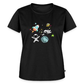 Weltraum Motiv - Frauen Premium Bio T-Shirt - Schwarz - Vorne - Selfina (174cm)