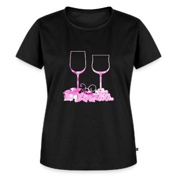 Weingläser Weinrebe Weinblatt - Frauen Premium Bio T-Shirt - Schwarz - Vorne - Selfina (174cm)