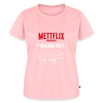 Mettflix Presents The Walking Mett - Frauen Premium Bio T-Shirt - Rosa - Vorne - AI Model Female 172 dark (172cm)