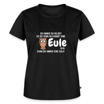 Eule Eulen Vogel Spruch Lustig Nachteule Geschenk - Frauen Premium Bio T-Shirt - Schwarz - Vorne - Selfina (174cm)