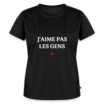 Humoristique adolescent Humour J'aime Pas Les Gens - T-shirt Premium bio Femme - noir - Devant - Selfina (174cm)