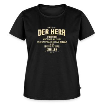 Hoffnung für alle, Psalm, Bibelvers, Hirte, Herr - Frauen Premium Bio T-Shirt - Schwarz - Vorne - Selfina (174cm)