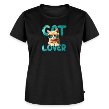 Katzenliebhaber - Frauen Premium Bio T-Shirt - Schwarz - Vorne - Selfina (174cm)